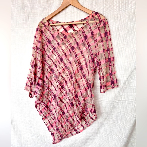 babette Tops - Vintage Babette San Francisco Semi Sheer Asymmetrical Top Textured Wearable Art